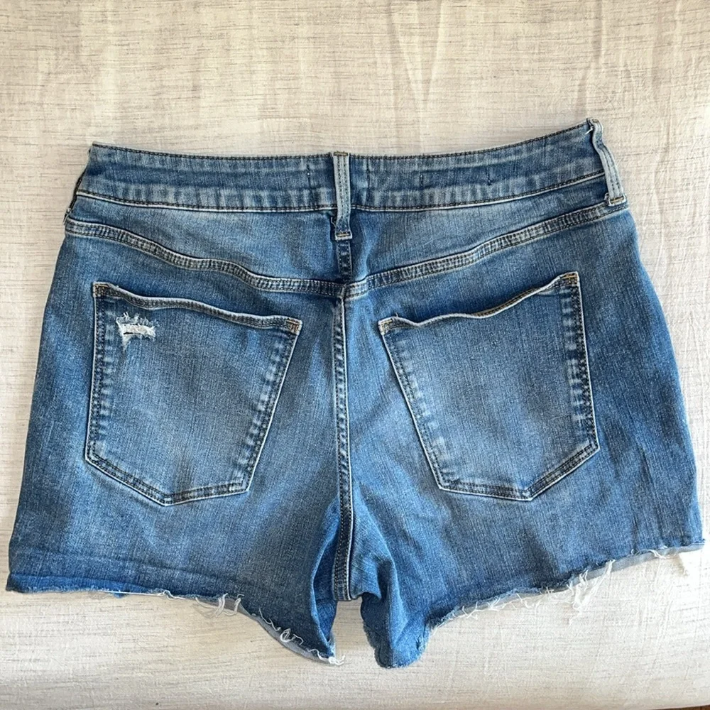 Universal Thread High Rise Midi Stretch Cutoff Distressed Ripped Shorts - Picture 2 of 4